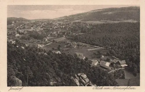 AK Jonsdorf Stadtansicht vom Nonnenfelsen Sachsen Zittauer Gebirge Postkarte