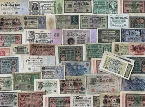 Lot / Konvolut 50 Original Geldscheine Banknoten Deutsches Reich , Inflation