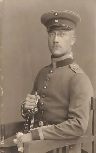 Fotokarte 1.WK Portrait deutscher Soldat Schulterklappe 151 Berlin