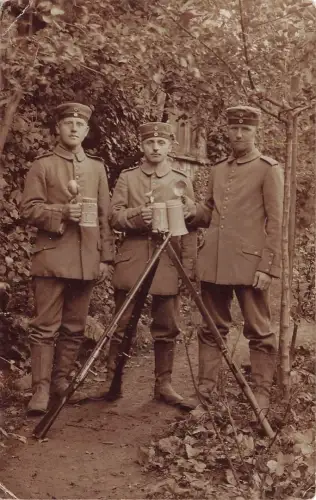 Fotokarte 1.WK Deutsche Soldaten mit Reservistenkrüge Mühlberg Thüringen