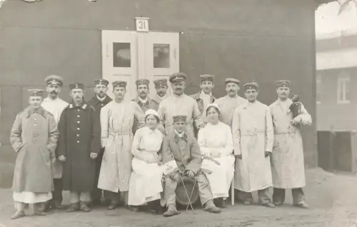 Fotokarte 1.WK verletzte deutsche Soldaten Krankenschwester Lazarett Graudenz