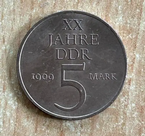 5 Mark 1969 Gedenkmünze XX Jahre DDR