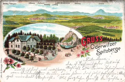 AK Oderwitz Spitzberg Bergrestaurant Spitzbergbaude Gebirge Sachsen 1901 Litho