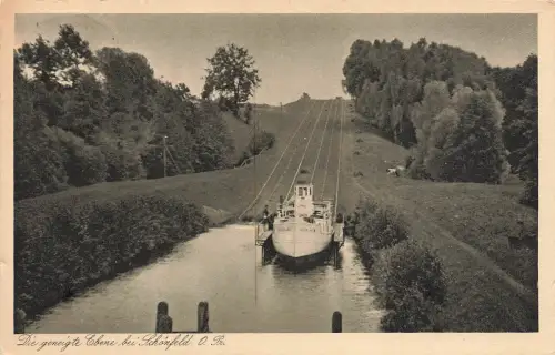 AK Schönfeld Die geneigte Ebene oberländischer Kanal Ostpreußen 1936 Postkarte