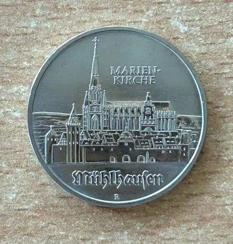 DDR Münze 5 Mark 1989 Mühlhausen Marienkirche Gedenkmünze