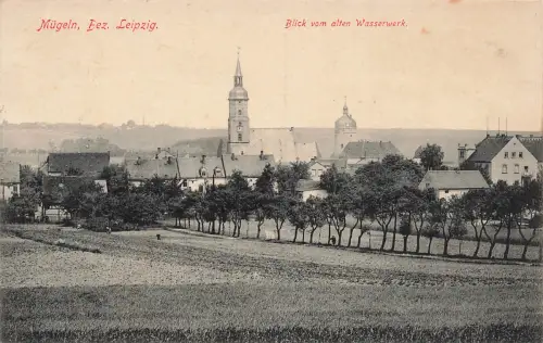 AK Mügeln Kirche Stadtansicht Sachsen Bez. Leipzig 1918 gelaufen Feldpostkarte
