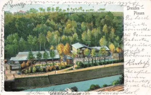 AK Dresden-Plauen Felsenkeller Restaurant Sachsen 1903 gelaufen Postkarte