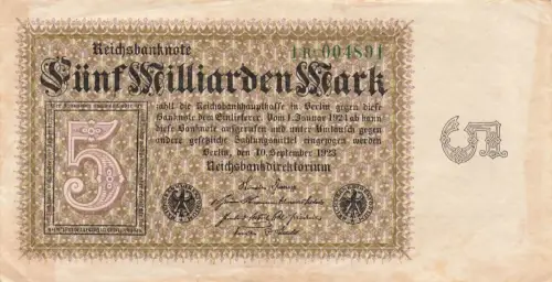 Reichsbanknote 5 Milliarden Mark 10.9.1923 DEU-133