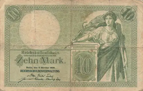 10 Mark 6.10.1906 REICHSKASSENSCHEIN DEU-53b