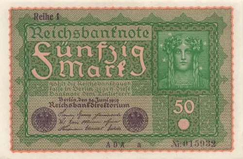 Reichsbanknote 50 Mark 24.6.1919 Banknote DEU-71a Kassenfrisch/UNC