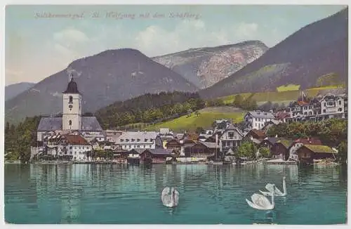 [Ansichtskarte] Salzkammergut. St. Wolfgang mit dem Schafberg.

F.E. Brandt in Gmunden. Photochromiekarte No. 1026 1911. 