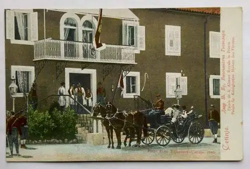 [Ansichtskarte] Montenegro. Cetinje. Palais Sr. Königlichen Hoheit des Fürsten.Palais de S. Altesse Royale le Prince.  Двор Б. Кр. Височанства Господара 

Risto Biljanović-Cetinje um 1900. 