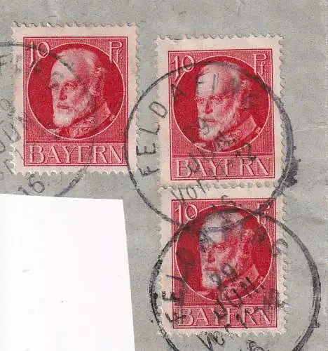 Altdeutschland Bayern 1914 Nr 96 Briefstück