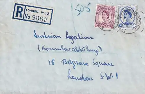 Großbritannien 1954 Nr 263+265 Brief