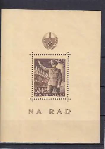 Kroatien 1944 Nr Block 7 Postfrisch / **