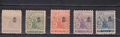Serbien 1911 Nr 107-112 Falz / Gummimängel / *