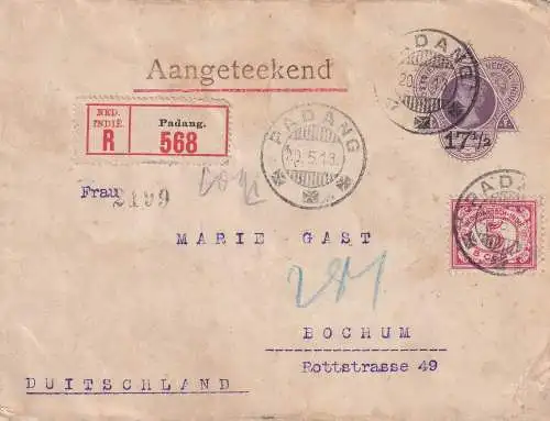 Niederländisch-Indien 1913 Nr U25+113 Brief
