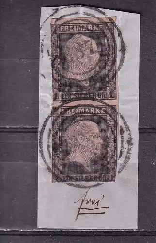 PREUSSEN 1850 1 Sgr/ Mi 2 SENKRECHTES PAAR BRIEFSTÜCK NUMMERNSTEMPEL 337/ DORTMUND