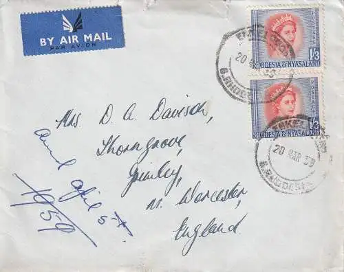 Rhodesien u. Nyassal. 1959 Nr 11 Brief