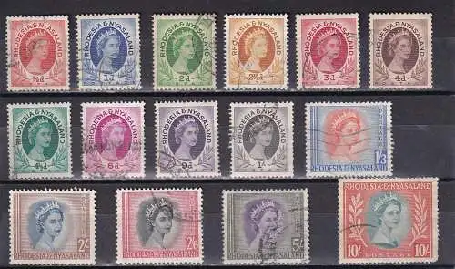 Rhodesien u. Nyassal. 1954 Nr 1-16 ex Gestempelt (Posten)