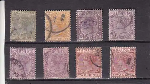 CEYLON 1883/99 LOT QV (CA WZ) Mi 56, 62, 95+ 116 GESTEMPELT/ o