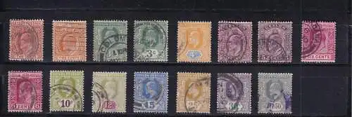 CEYLON 1904/11 LOT KEVII (MCA WZ) ex 2 c-1.50 R/ ex Mi 143-160  GESTEMPELT/ o