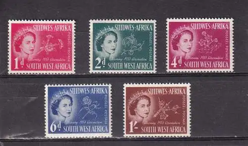 Südwestafrika 1953 Nr 274-278 Ersttagsstempel