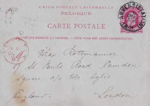 Belgien 1883 Nr PK15 Brief