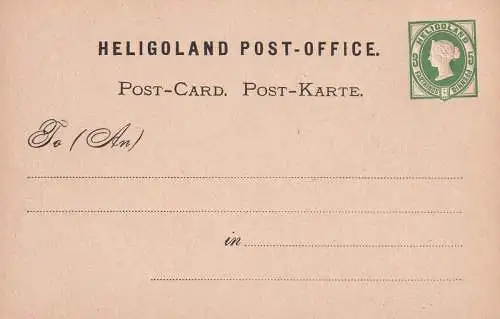  HELGOLAND 1875 QV 3 F/ POSTKARTE 1 UNGEBRAUCHT