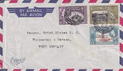 Trinidad und Tobago 1957 Nr 160 162 163 Brief