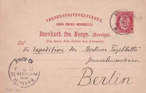 Norwegen 1893 Brief