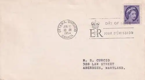 Kanada (Brit. Kol.) Brit. Kanada 1954 Brief Ersttagssonderstempel