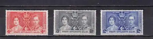 Malai. S. V Malaienst. 1938 Nr 207-209 Falz / Gummimängel / *