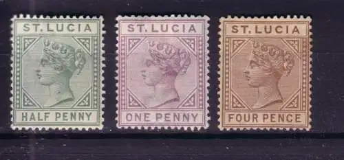 St. Lucia 1884 Nr 18 20 22 Falz / Gummimängel / *