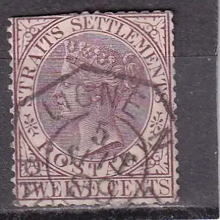 1 Straits S. 1883 Nr 38 Zentraler Rund / Vollstempel