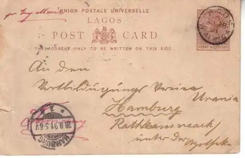 Lagos 1891 Nr PK 2 Brief