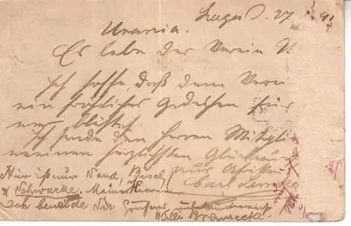 Lagos 1891 Nr PK 2 Brief