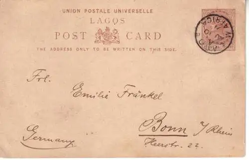 Lagos 1891 Nr PK 2 Brief