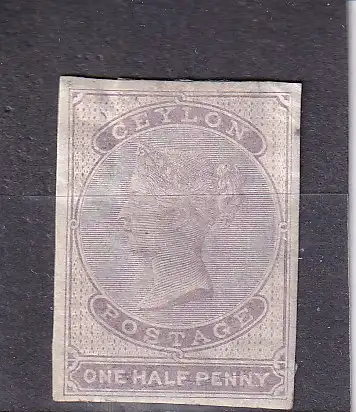 CEYLON 1857 QV 1/2d/ SG 17/ Mi 1y  *,  Katalogwert 250€,  Gummibüge 