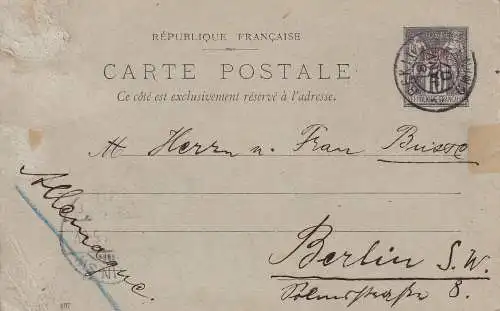 Franz. Post im Ausland 1907 Rundstempel (Datum und/oder Ort klar)