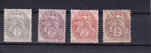 Franz. Post im Ausland 1902 Nr 1-4 Falz / Gummimängel / *