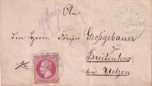 Altdeutschl. Hannover 1864 Nr 23 Brief