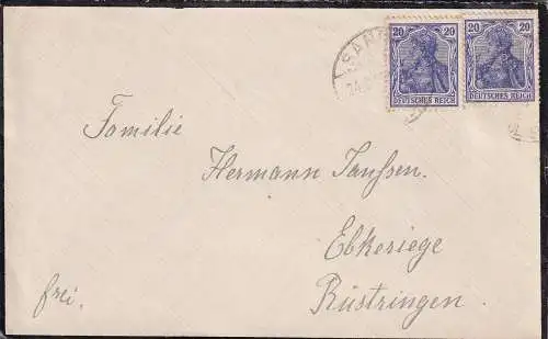 Deutsches Reich 1913 Nr 87 I (x2) Brief