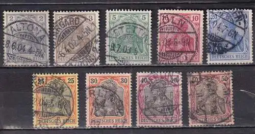 Deutsches Reich 1902 Nr 68-76 Rundstempel (Datum und/oder Ort klar)