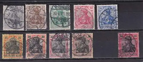 Deutsches Reich 1905 Nr 83-91 93 Rundstempel (Datum und/oder Ort klar)
