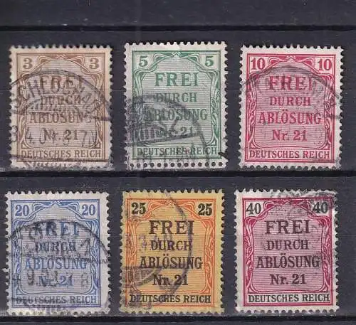 Deutsches Reich Dienstmarken 1903 Nr D 2-D7 Rundstempel (Datum und/oder Ort klar)