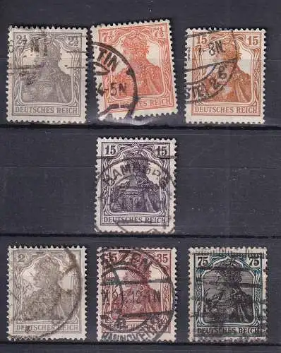 Deutsches Reich 1916-1918 Nr 98-104 Rundstempel (Datum und/oder Ort klar)