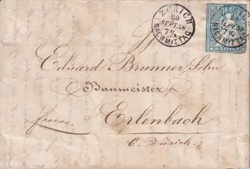 Schweiz 1858 Nr 14 Brief