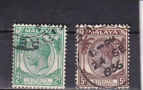 Straits Settlements 1936 FREIMARKEN KGV  GESTEMPELT