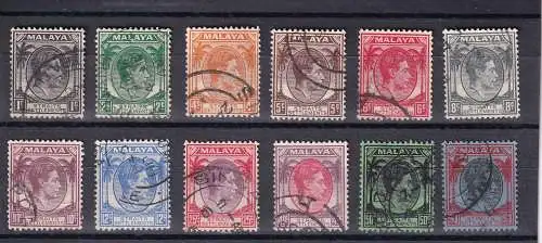 Straits Settlements 1937 LOT FREIMARKEN KGV I GESTEMPELT